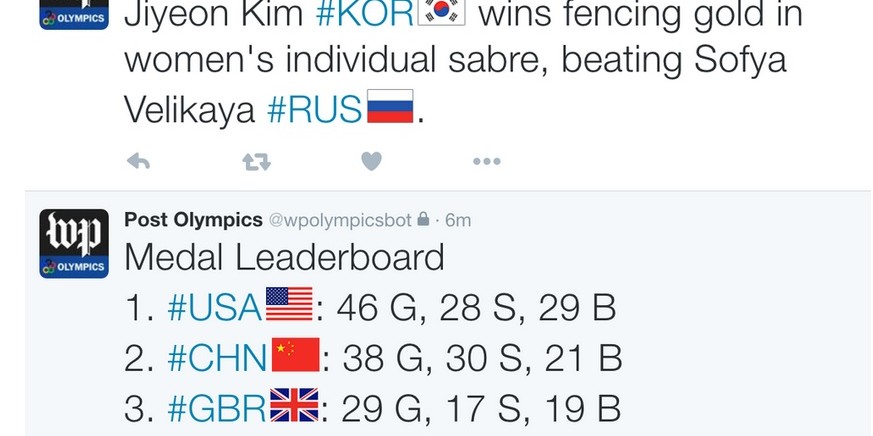 Washington Post resorts to robots to write Rio Olympics updates