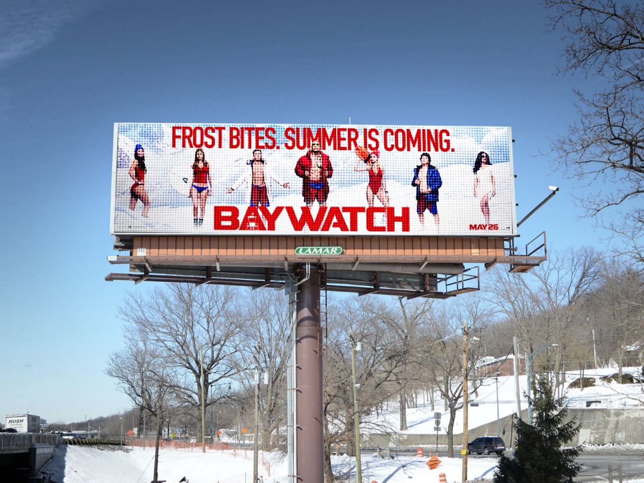 Weather-trigged billboards remind us summer – and swimsuit-clad lifeguards – are coming