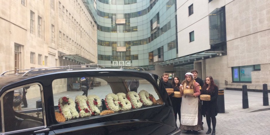BBC trolled over the death of the Great British Bake Off with hearse and wreath
