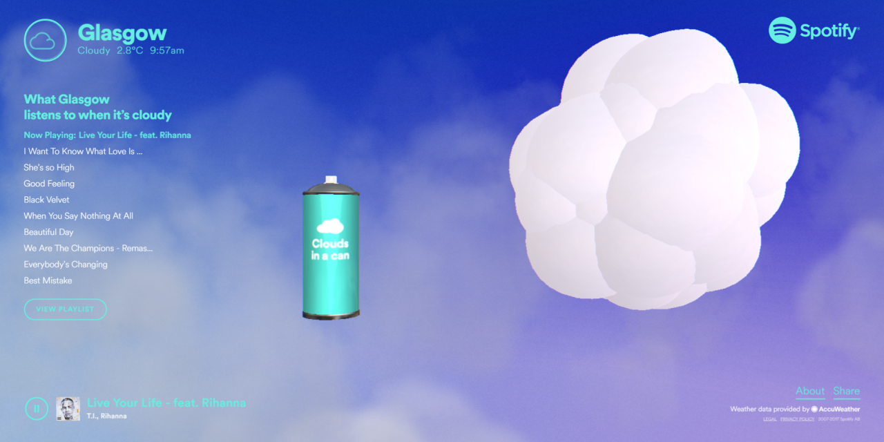 Spotify partners with AccuWeather to create real time playlists inspired by the elements